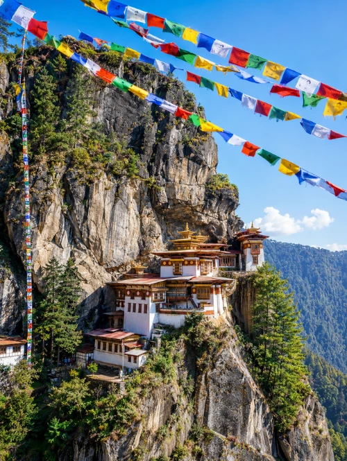 Tiger's Nest Monastery, one of Bhutan's most iconic and sacred sites, perched above the Paro valley.