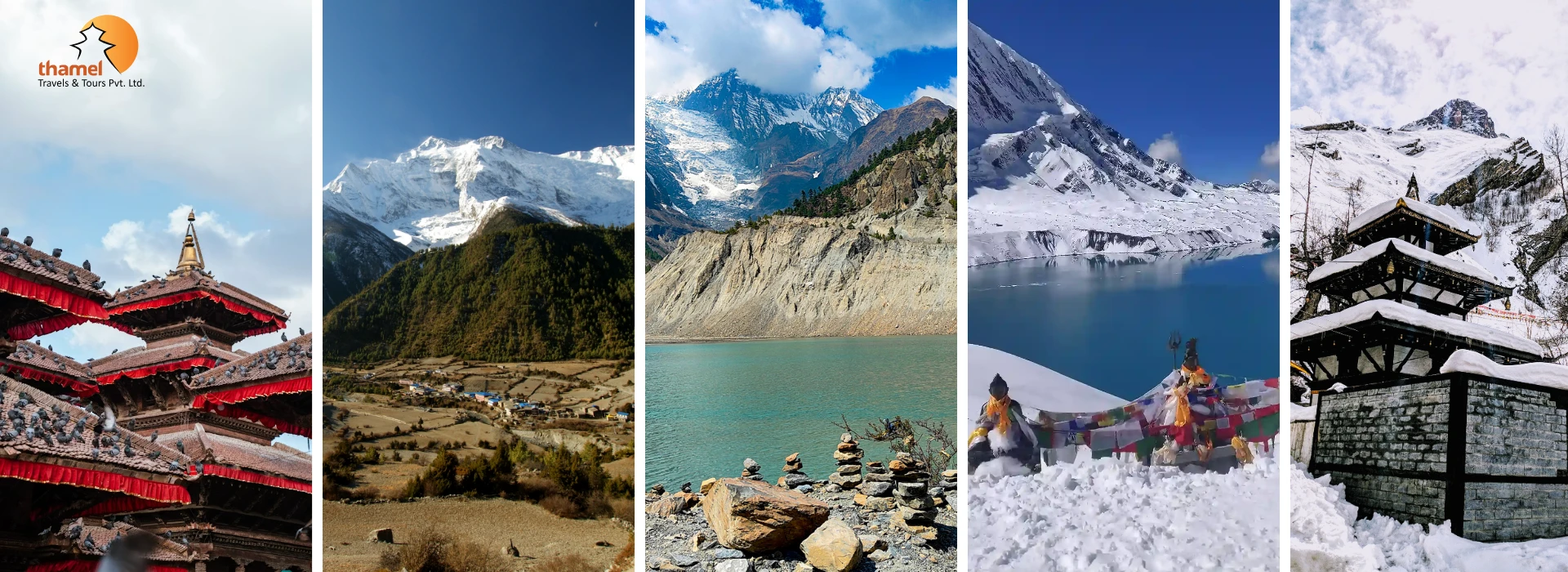 Trekkers on the 15 Days Annapurna Circuit Trek featuring Tilicho Lake, Manang and Thorong La Pass in Nepal