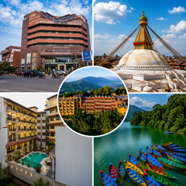 6 Days Nepal Highlights Tour with Club Himalaya Resort, Hotel Barahi, Temple Bell Boutique Hotel, Boudhanath Stupa and Phewa Lake