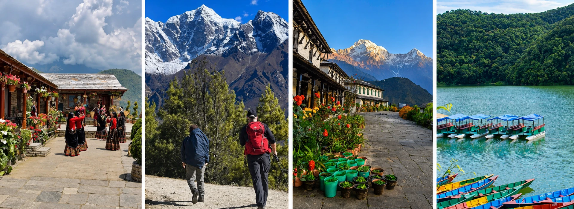 Landruk and Ghandruk Gurung villages, Annapurna foothills trek, and Phewa Lake boating in Pokhara