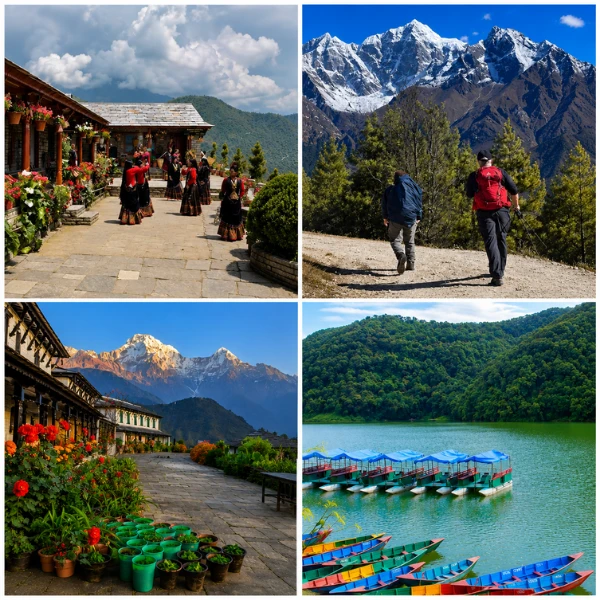 Landruk and Ghandruk Gurung villages, Annapurna foothills trek, and Phewa Lake boating in Pokhara