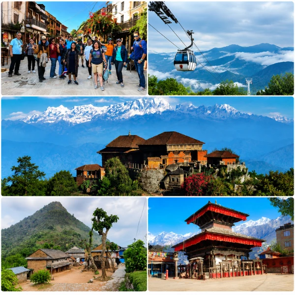 Travelers exploring Bandipur, Ramkot Village, Manakamana Cable Car, Gorkha Durbar, and Manakamana Temple on a Nepal heritage tour.