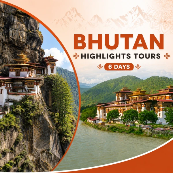 Paro Taktsang Tiger's Nest Monastery clinging to cliffside above Paro Valley, Bhutan