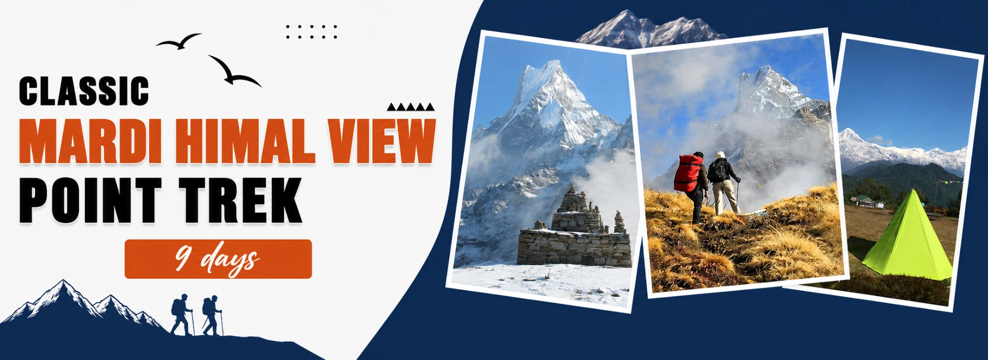 Snow capped Machhapuchhre peak viewed from Mardi Himal View Point trail in Annapurna, Nepal
