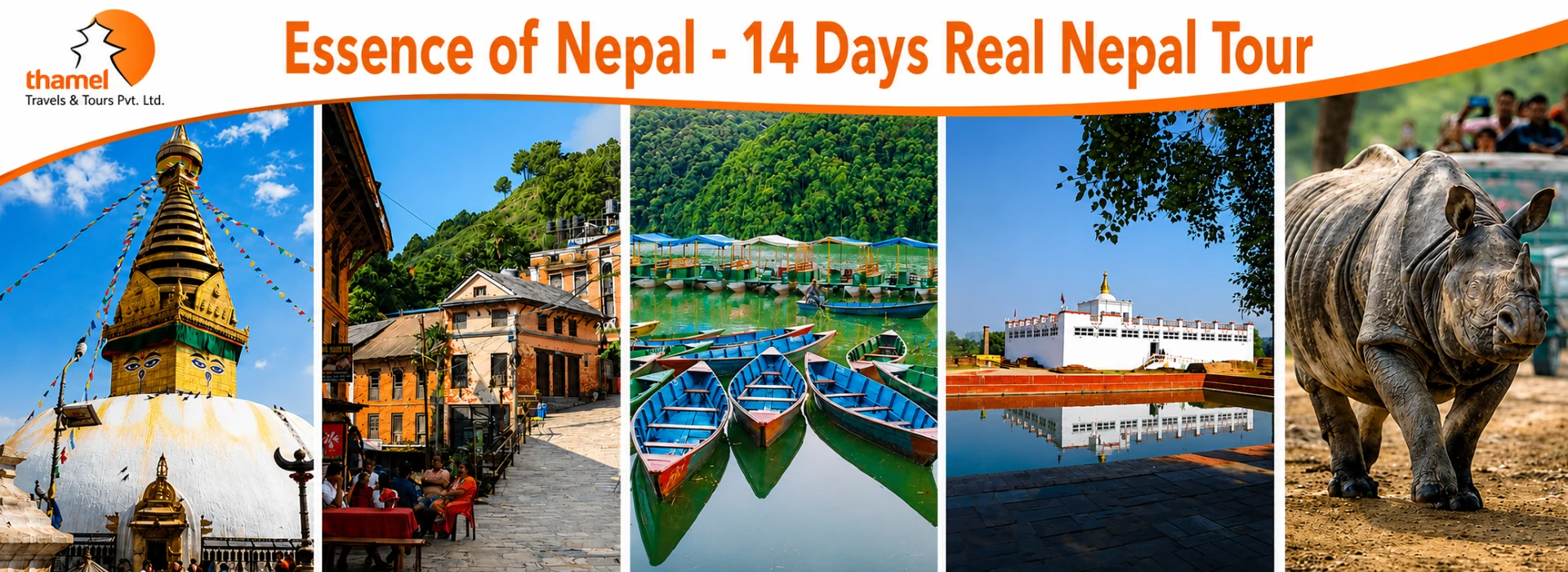 Nepal Highlights 14 Days tour featuring Kathmandu, Bandipur, Pokhara, Lumbini, and Chitwan with culture, nature, and wildlife.