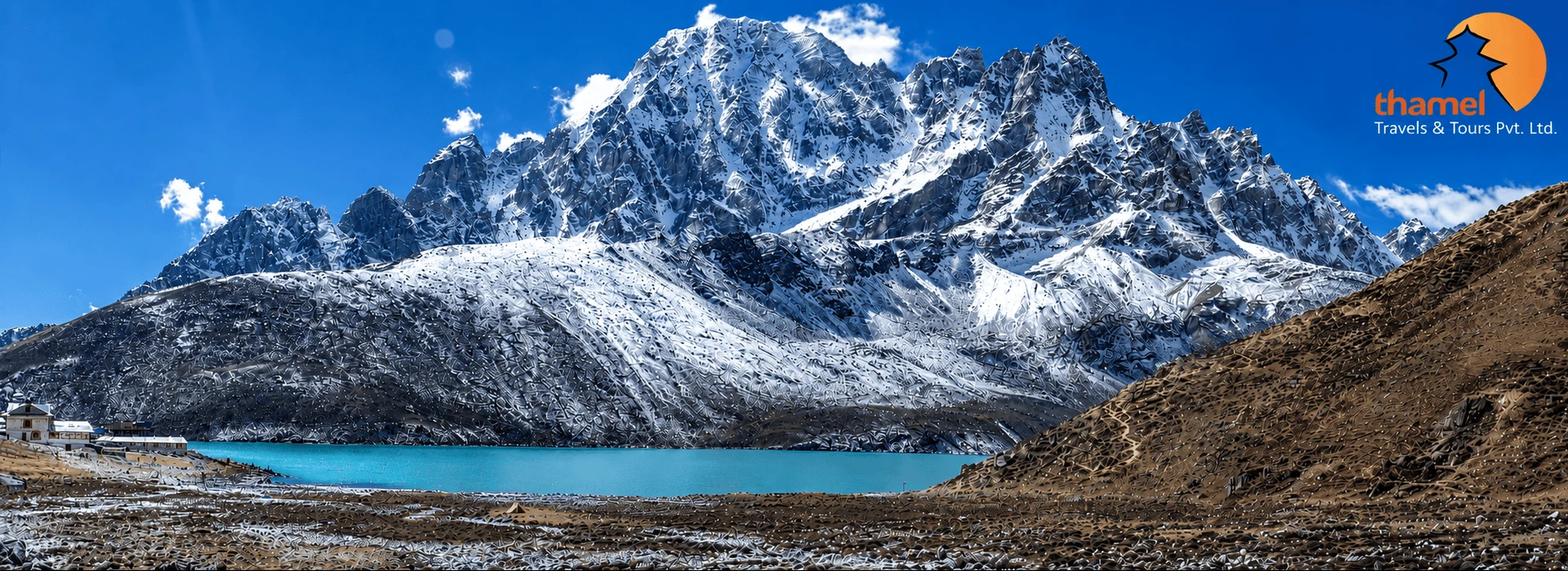Everest Base Camp with Gokyo Lakes Trek featuring the turquoise Gokyo Lake and snow-capped Himalayan peaks in Nepal.