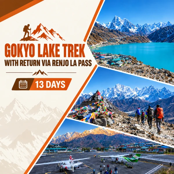 Trekkers crossing Renjo La Pass at 5,360 meters in the Khumbu
