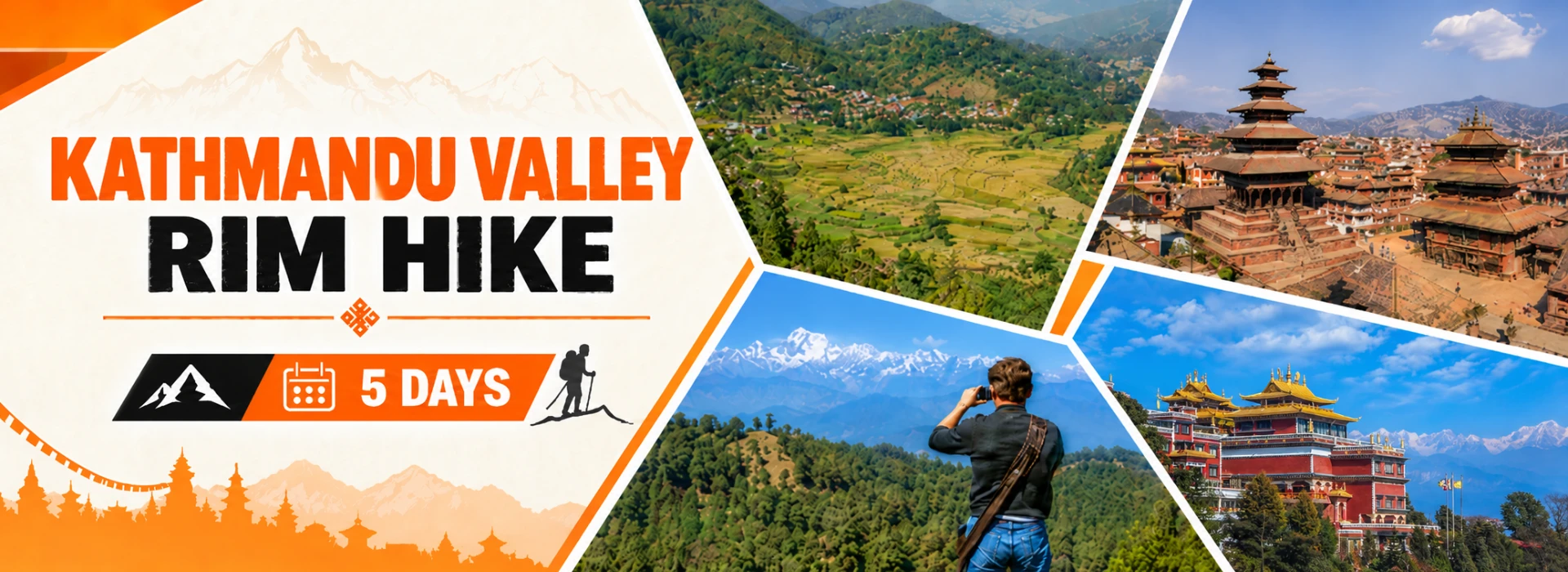 Kathmandu Valley Rim Hike 5 days with hill villages, temples, and Himalayan views