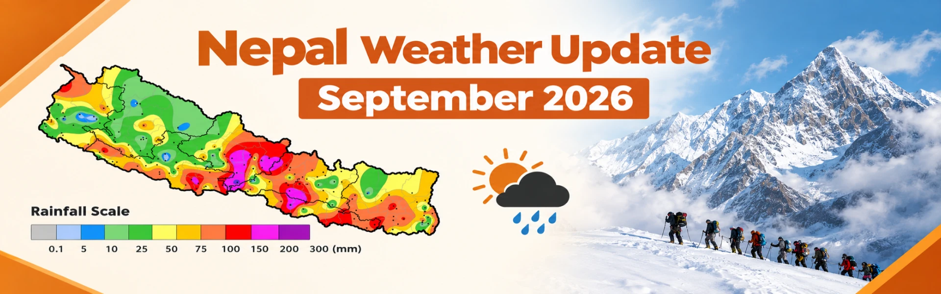 Nepal weather update September 2026 rainfall scale map showing rain intensity across all provinces