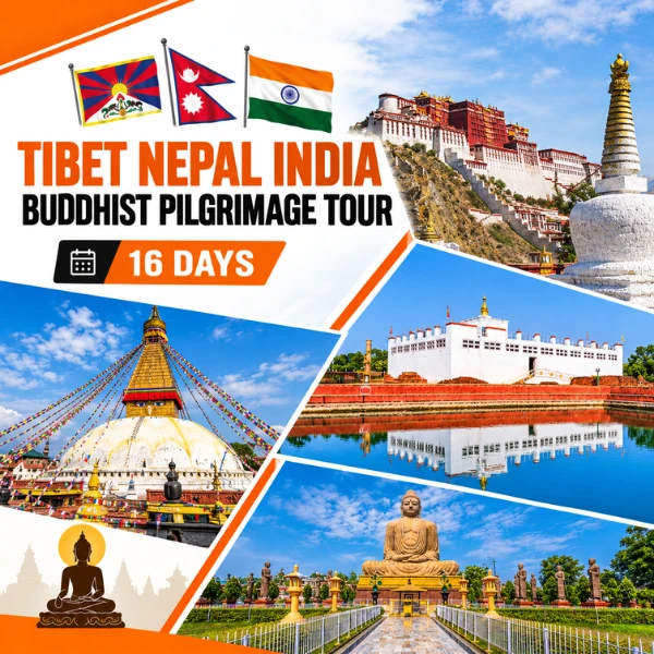 Tibet Nepal India Buddhist Pilgrimage Tour 16 days with Potala Palace, Lumbini, Bodhgaya and Delhi