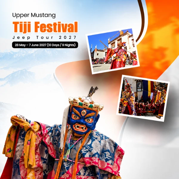 Upper Mustang Tiji Festival masked dancer in Lo Manthang, Nepal