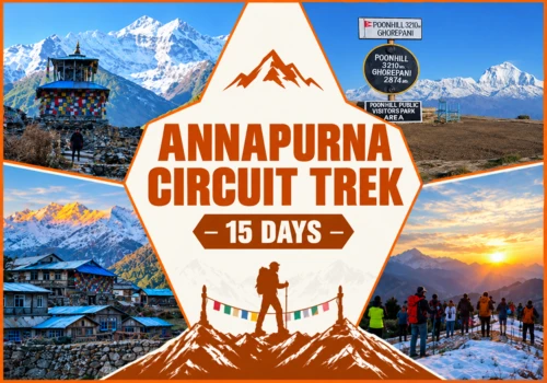 Trekkers crossing Thorong La Pass at 5416 meters on the Annapurna Circuit Trek