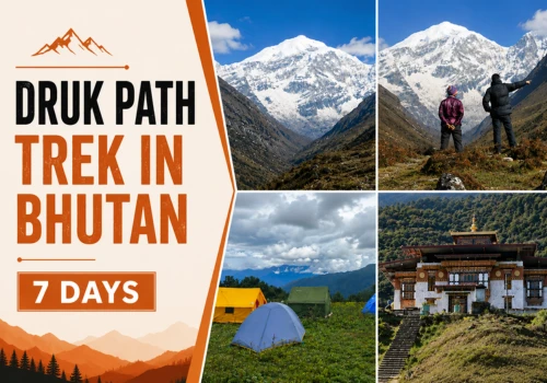Druk Path Trek in Bhutan with Himalayan mountain views and trekking trails