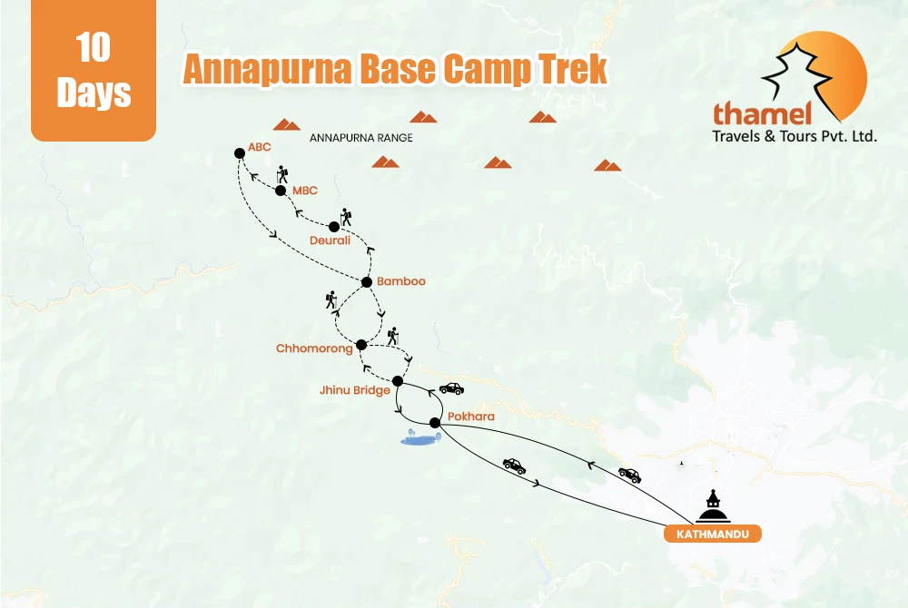 Annapurna Base Camp Small Group Trek - 10 Days map