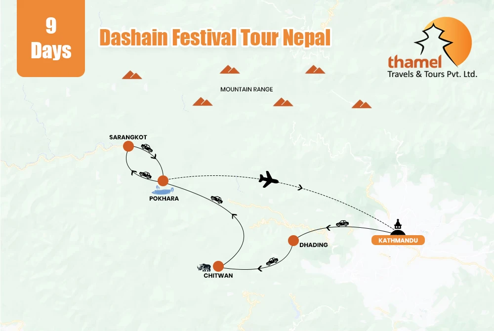 Nepal Dashain Festival Tour 2026 map