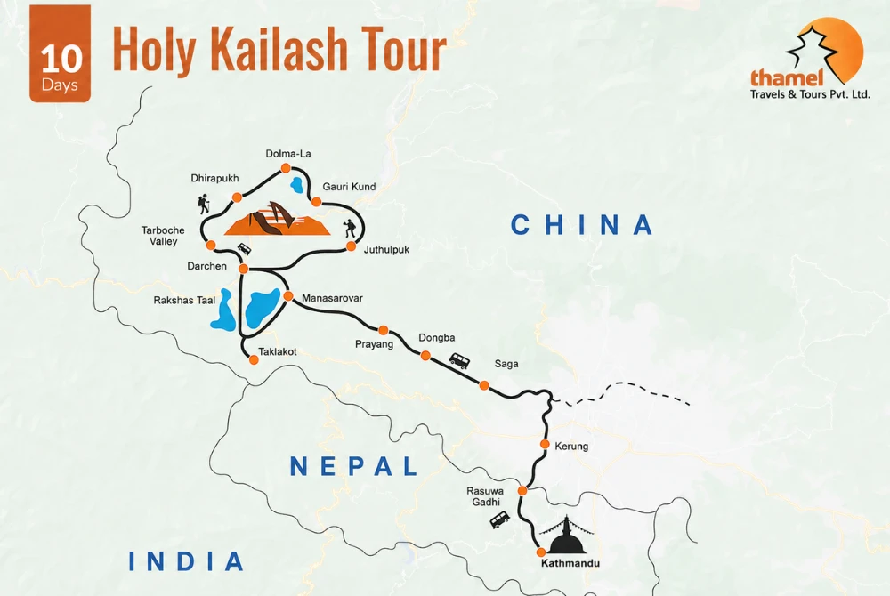 Mount Kailash Group Join Yatra 2027 - 10 Days map
