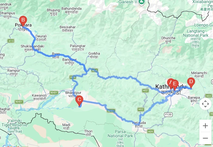 8 Days Nepal Family Holiday map
