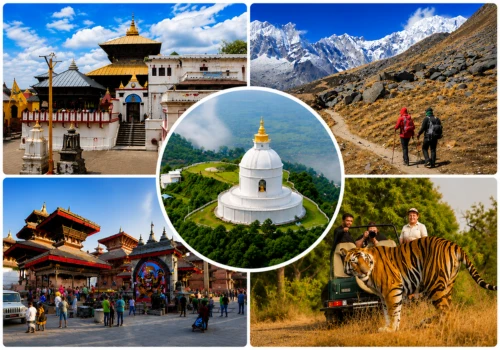 Pashupatinath Temple, Kathmandu Durbar Square, World Peace Stupa and Bardia tiger safari in Nepal