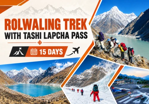Rolwaling Trek with Tashi Lapcha Pass crossing high mountain terrain