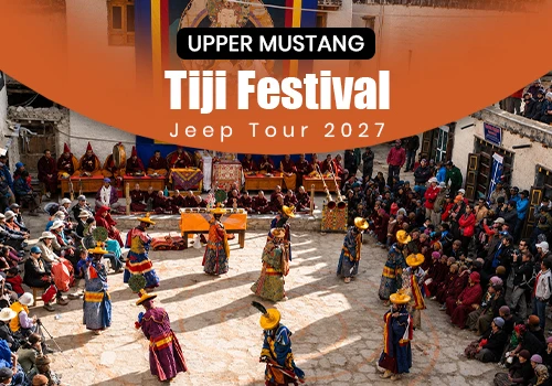 Traditional masked dance during the Tiji Festival in Upper Mustang